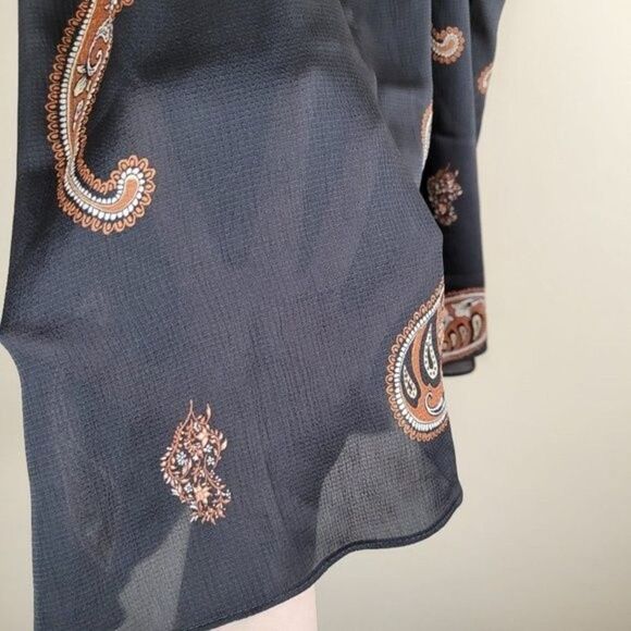 Ryegrass Black Sleeveless Blouse Paisley Print Back Scarf Tie Neck Size 2X NWT - Picture 8 of 11